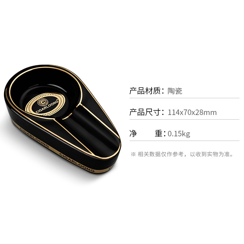 Portable Ceramics Painted Single Slot Tobacco Pattern Ashtray - Image 7