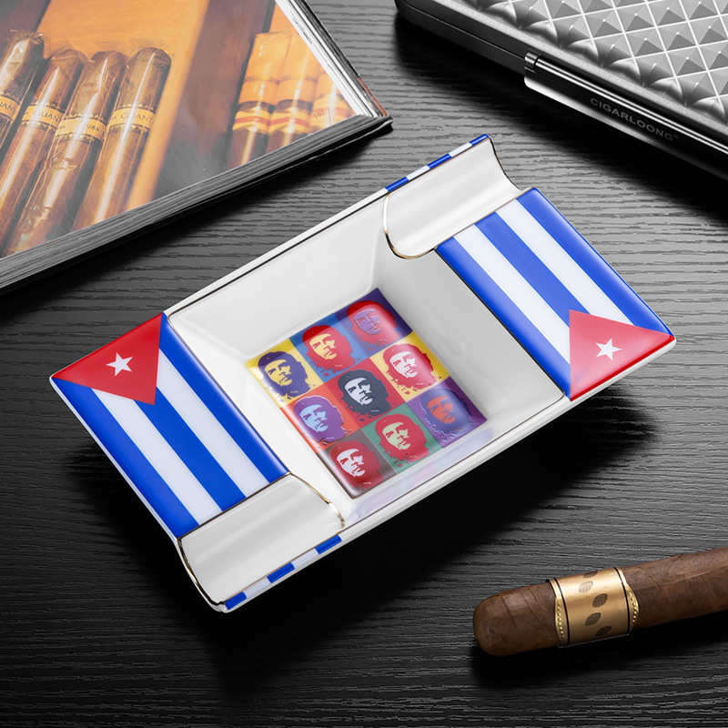 Premium Ceramics Painted Two Slot Checkered Pattern Ashtray - Image 7