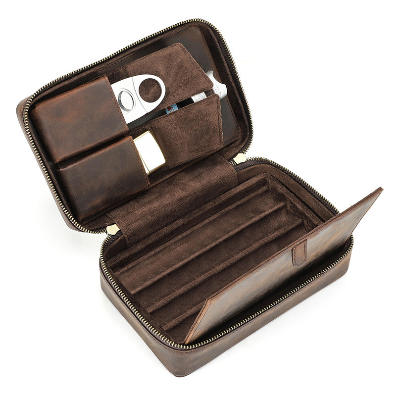 Travel Leather Cigar Humidor Case Pouch Storage Bag - Image 6
