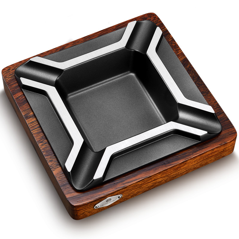 Vintage Merbau Wood Four Slot Inlaying Cigar Ashtray - Image 7