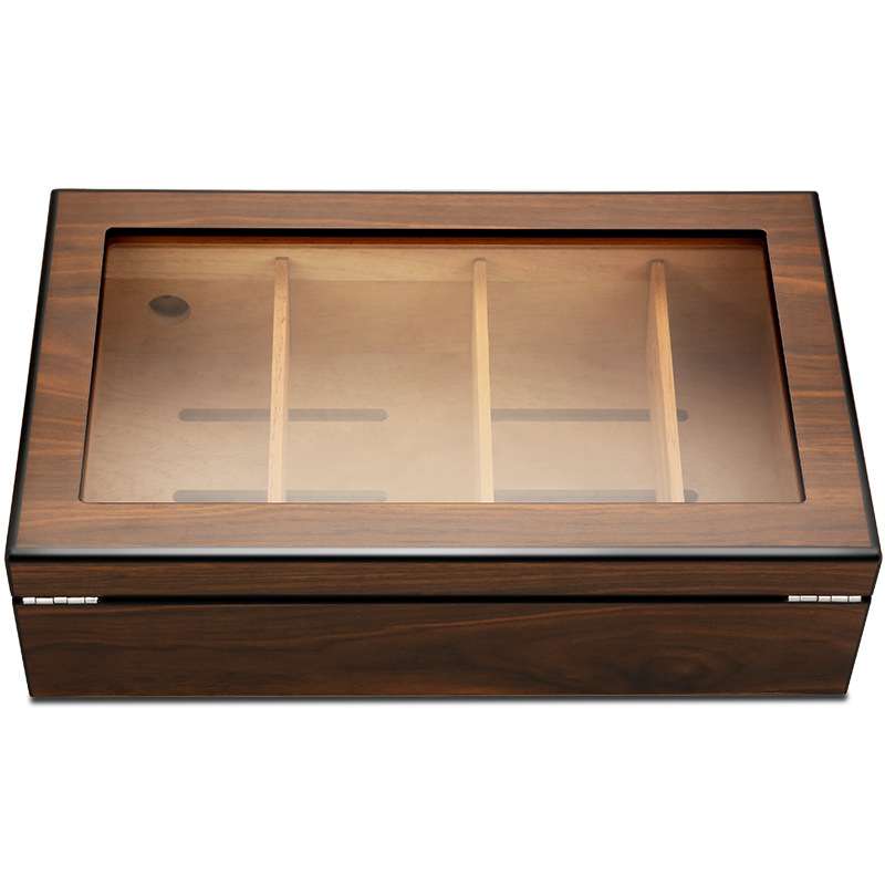 Vintage Piano Lacquer Glass Interior Cigar Humidor Box Case - Image 7