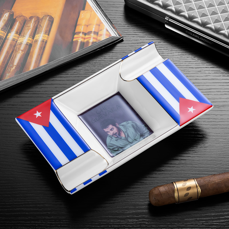 Premium Ceramics Painted Two Slot Checkered Pattern Ashtray - Image 8