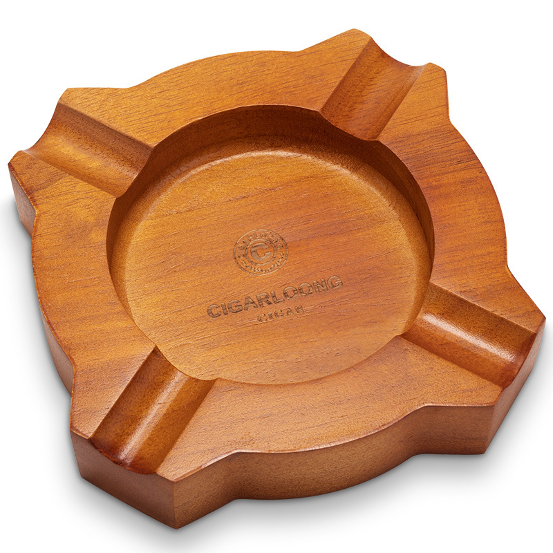 Vintage Walnut Wood Four Slot Cigar Ashtray - Image 8