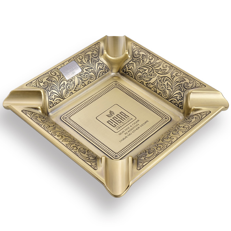 Premium Metal Four Slot Cigar Engraved Ashtray - Image 8