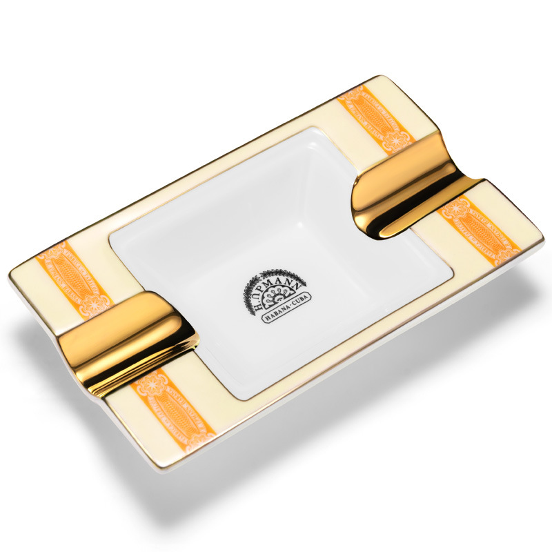 Luxury Elegant Ceramics Two Slot Cigar Painted Ashtray - Image 8