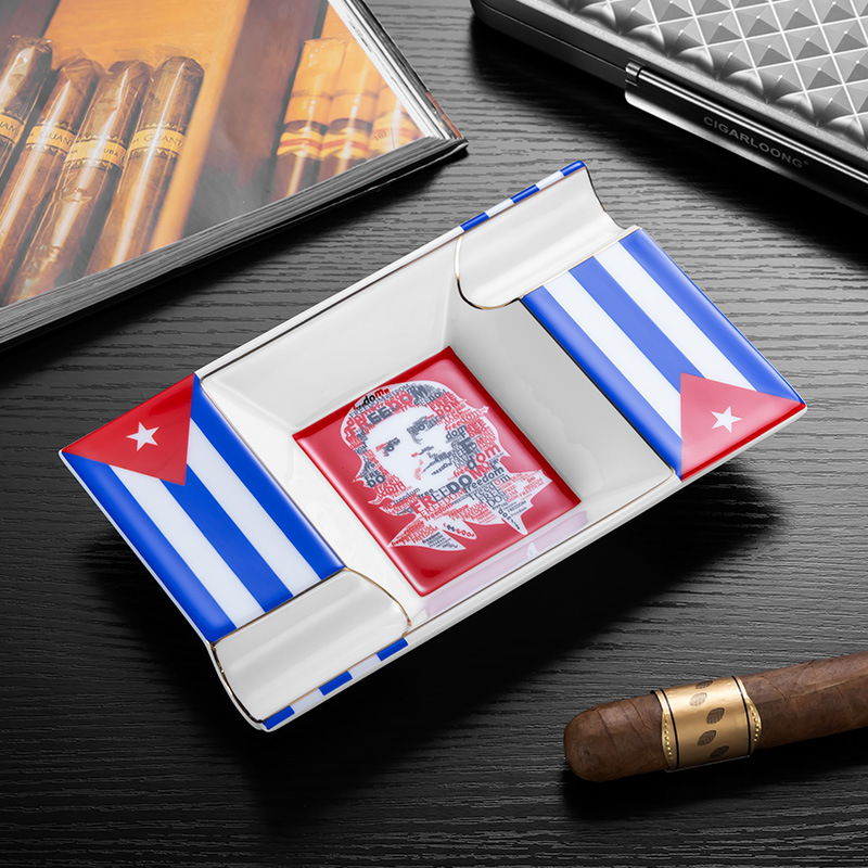 Premium Ceramics Painted Two Slot Checkered Pattern Ashtray - Image 9