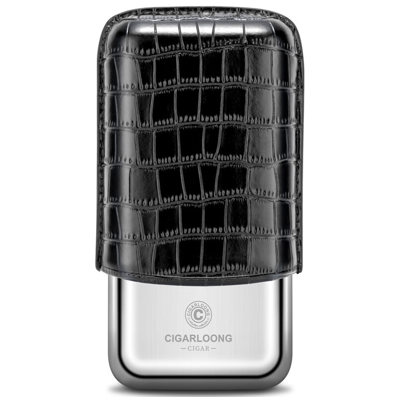Portable Stainless Steel With Leather Cigar Case For 3 Cigars - Image 9