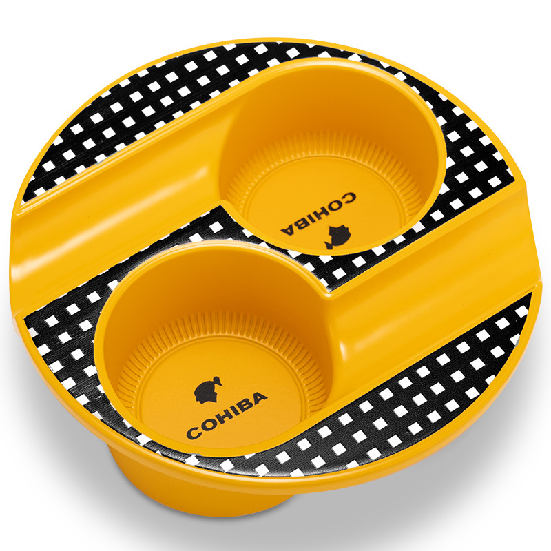 Vintage Etching Brass Tai Chi Pattern Cigar Ashtray - Image 9